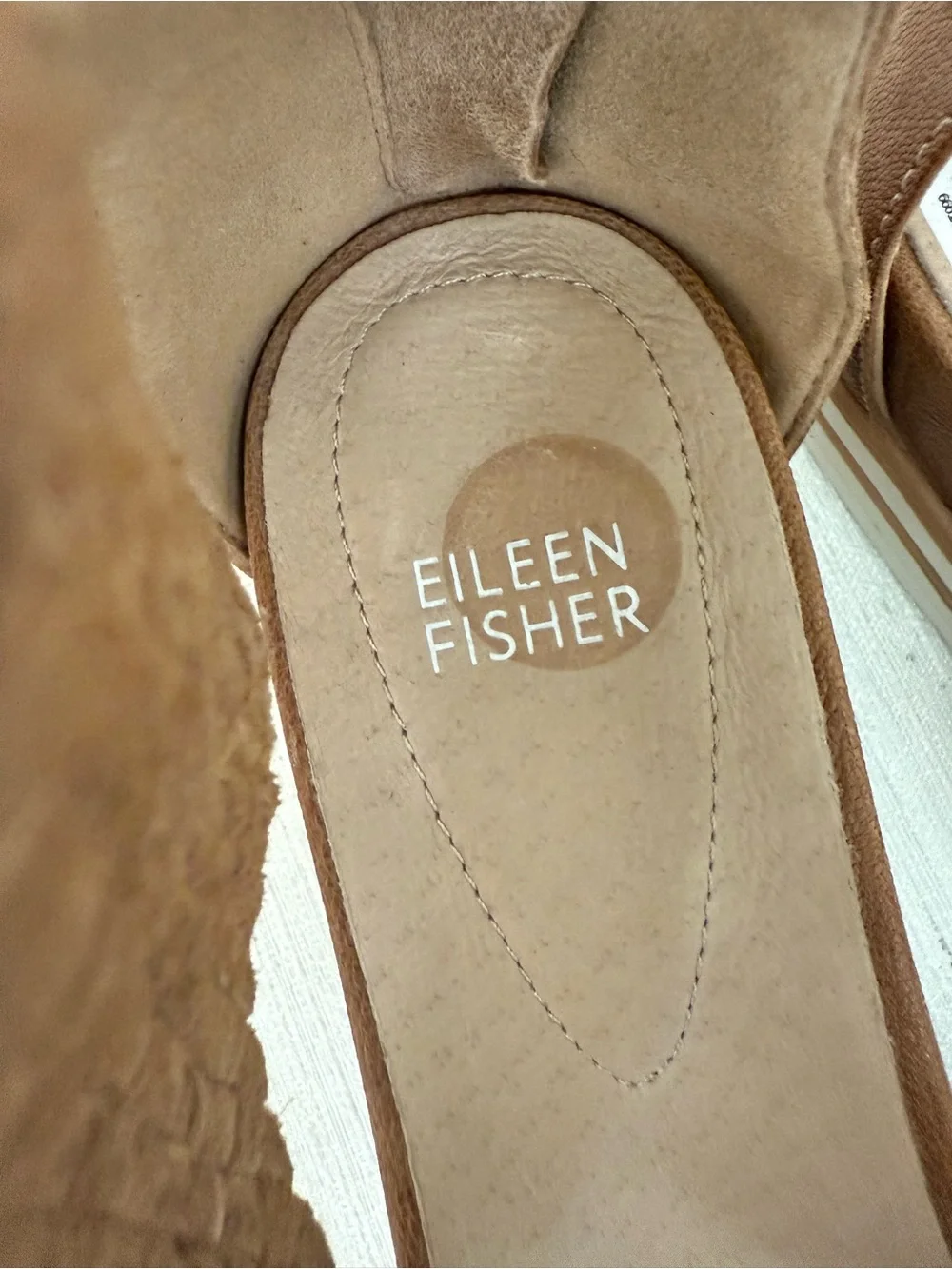 EILEEN FISHER Woven Brown Leather Platform Women’s Comfort Sandals